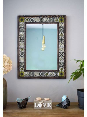 Stone World Patchwork Temalı Desenli Mermer Dekoratif Ayna 48x63cm - 002.1