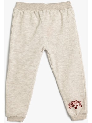 Koton Jogger Eşofman Altı Şardonlu Baskı Detaylı Beli Lastikli