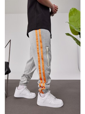 Nomarc Yanı Turuncu Çizgili Gri Eşofman