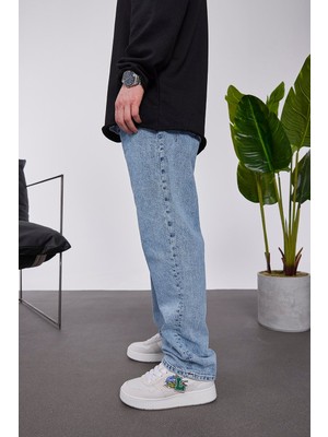 Nomarc 5174 Taşlamalı Açık Mavi Baggy Jean