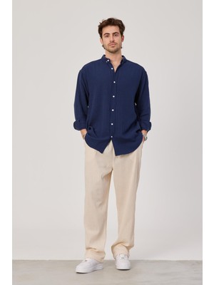 Nomarc Lacivert Müslin Kumaş Gömlek