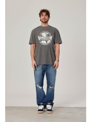 Vandelay Baskılı Gri Tshirt