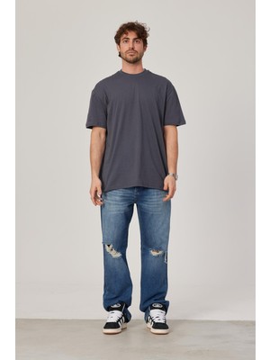 Antrasit Oversize Basic Tshirt