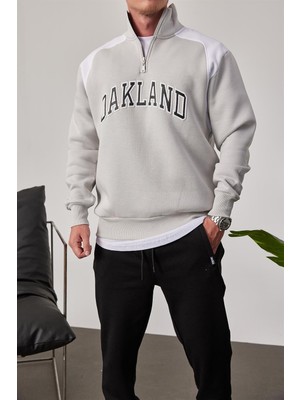 Nomarc Oakland Yakası Fermuarlı Gri Sweatshirt