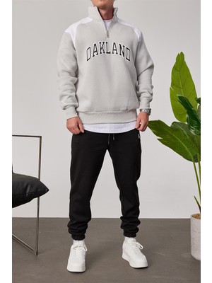 Nomarc Oakland Yakası Fermuarlı Gri Sweatshirt