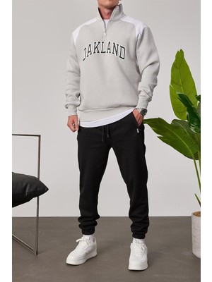 Nomarc Oakland Yakası Fermuarlı Gri Sweatshirt