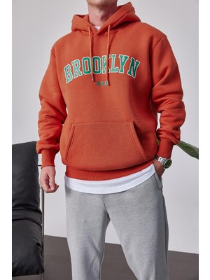 Nomarc Brooklyn Baskılı Kiremit Kapüşonlu Sweatshirt