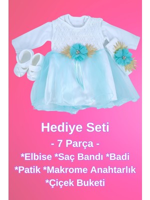 Orjinal Hediyeler Kız Bebek 3 Aylık Elbise Hediye Seti, Mevlüt Takımı, 7 Parça