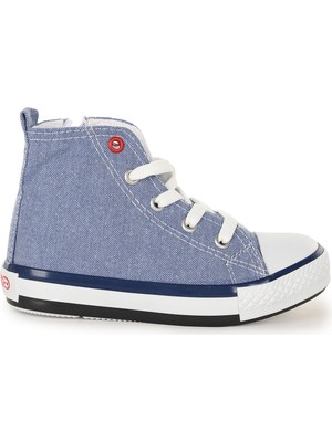 Kiko Kids Tinna Bağcıklı Erkek Çocuk Boğazlı Keten Spor Ayakkabı Kot Mavi