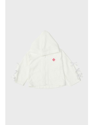 GB Baby Kız Çocuk Beyaz Eşofman Üstü Yumuşak Örme Kumaşlı Cepli Tasarım