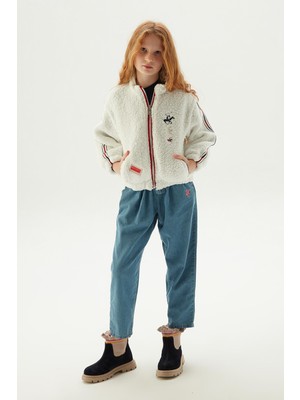 Beverly Hills Polo Club Kız Çocuk Beyaz Ceket 23FW0BHG712 Uzun Kol Midi Boy Zarif Tasarım