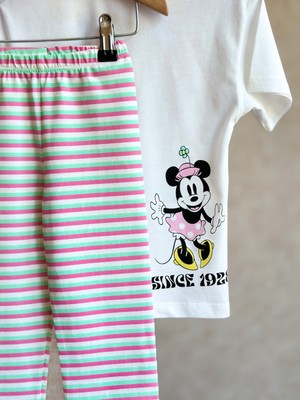 Pinkito Kids Mickey T-Shirt ve Çizgili Tayt Takım