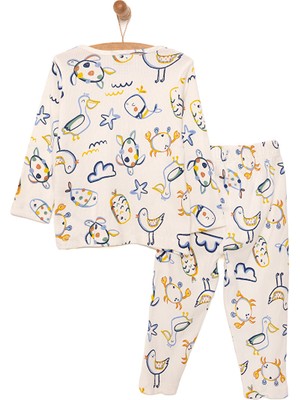 Hello Baby Kaşkorse Hayvan Desenli Uzun Kol Pijama Takımı