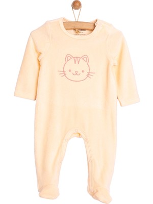 HelloBaby  Yenidoğan Nakışlı Kadife Patikli Tulum Kız Bebek