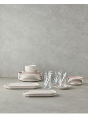 English Home Cloves Seramik Kahvaltı Takımı 32 parça 6 kişilik Pembe