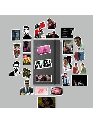 Sticker Figth Club Tyler Durden Sticker Paketi / Bullet Journal Defter Çıkartma Ajanda Laptop Etiket