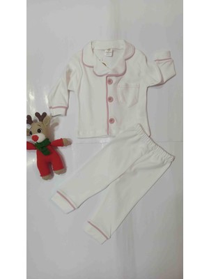 Mini Love Desenli Yakalı Kız Bebek Pijama Takımı