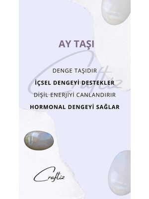 Ay Taşı Kolye - Çelik Zincirli, Doğal Işıltı ve Ruhsal Dengenin Simgesi