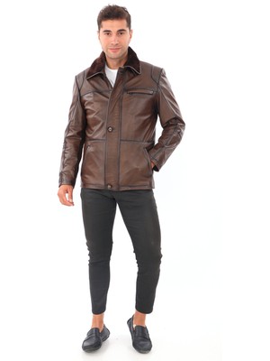 Deriburada Erkek İçi Kürklü Hakiki Deri Ceket - 045