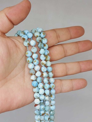 Yaşam Tohumu Larimar Taşı Faset Kesim Dizi 7 mm (52796)