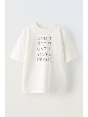 Nmg Tekstil Beyaz Oversize Pamuk Dont Stop Until Baskılı Örme T-Shirt