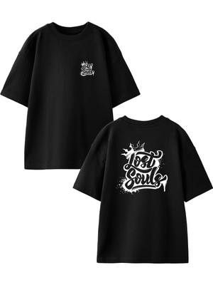 Nmg Tekstil Siyah Oversize Pamuk Just Souls Ön Arka Baskılı Örme T-Shirt