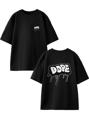 Nmg Tekstil Siyah Oversize Pamuk Dope Yazı Ön Arka Baskılı Örme T-Shirt