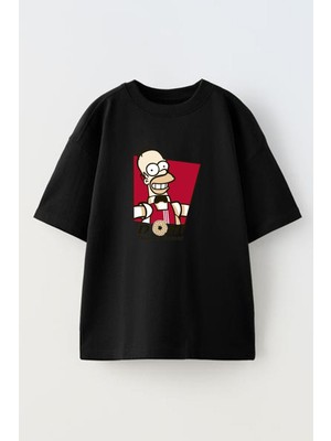 Nmg Tekstil Siyah Oversize Pamuk Donat Baba Baskılı Örme T-Shirt
