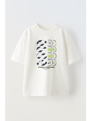 Nmg Tekstil Beyaz Oversize Pamuk Good Yazı Baskılı Örme T-Shirt