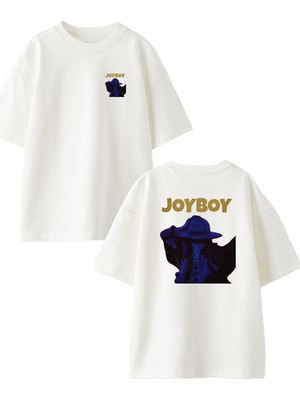 Nmg Tekstil Beyaz Oversize Pamuk Joyboy Ön Arka Baskılı Örme T-Shirt
