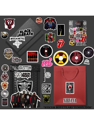 Sticker Rock Metal Sticker Paketi/ Bullet Journal Defter Çıkartma Ajanda Laptop Etiket