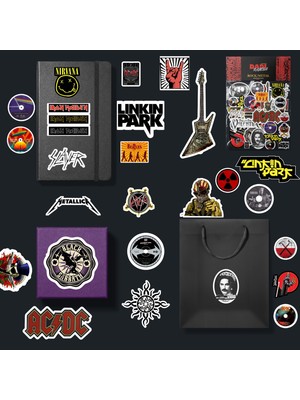 Sticker Rock Metal V1 Sticker Paketi Bullet Journal Defter Çıkartma Ajanda Laptop Etiket