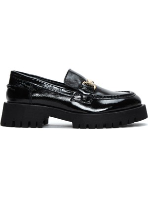 Derimod Kadın Siyah Toka Detaylı  Maskülen Loafer 24WFD180016