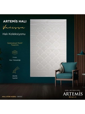 Artemis Halı Vanessa 06151c Krem Retro Motifli Yün Halı