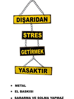 Carma Concept Dışarıdan Stres Getirmek Yasaktır,Zincirli Retro,Metal Duvar Dekoru