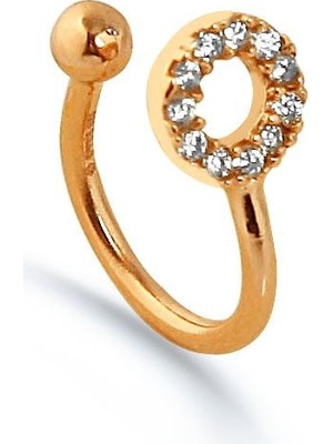 Kuyumcudükkanı Kuyumcudukkanitaşlı Yuvarlak Modeli Rose Renk Trend"earcuff"küpe