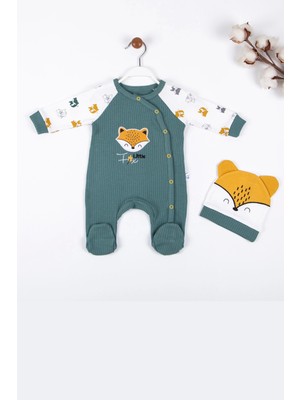 Candar 3-6-9 Ay Erkek Bebek Tulumu Little Fox Desen Yeşil