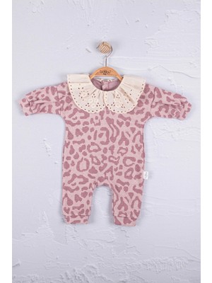 Candar 3-6-9-12 Ay Kız Bebek Tulum Leopar Dama Desenli %100 Pamuk Mor