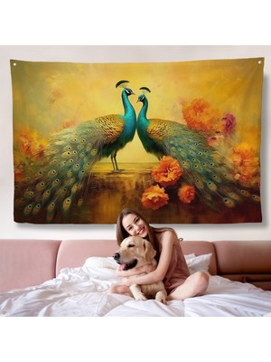 Harita Sepeti Tavus Kuşları Duvar ÖRTÜSÜ-7206