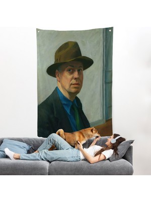 Harita Sepeti Edward Hopper Duvar Örtüsü - Self PORTRAIT-7407