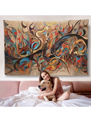 Harita Sepeti Dekoratif Arapça Hat Sanatı Duvar ÖRTÜSÜ-7237