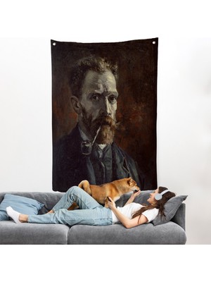Harita Sepeti Vincent Van Gogh - Pipolu Portre Duvar ÖRTÜSÜ-7461