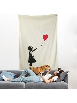 Harita Sepeti Banksy - Balonlu Kız Duvar Örtüsü - Girl With BALLOON-7310