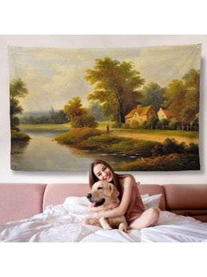 Harita Sepeti Rusya Köy Evi Manzarası Duvar ÖRTÜSÜ-7020