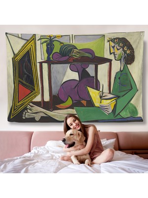 Harita Sepeti Pablo Picasso - Iç Mekanda Bir Kız Çizimi Duvar ÖRTÜSÜ-7081