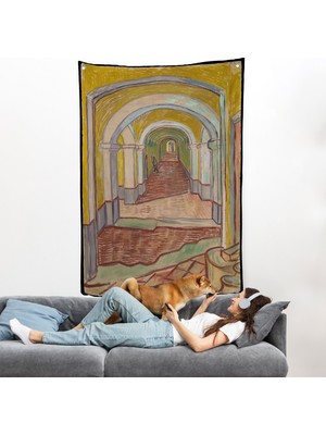 Harita Sepeti Vincent Van Gogh - Akıl Hastanesi Koridor Girişi Duvar Örtüsü - Corridor In The ASYLUM-7474