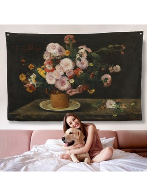 Harita Sepeti Aster Buketi, 1859, Gustave Courbet Duvar ÖRTÜSÜ-7059