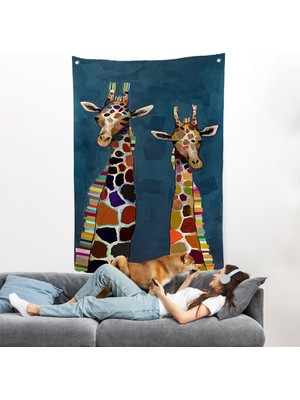 Harita Sepeti Sevimli Zürafalar Duvar ÖRTÜSÜ-7940