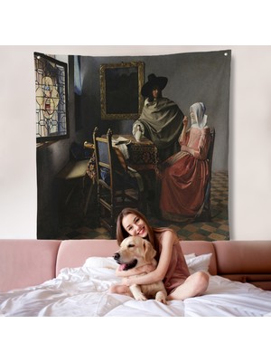 Harita Sepeti Şarap Kadehi Duvar Örtüsü - The Wine GLASS-8358