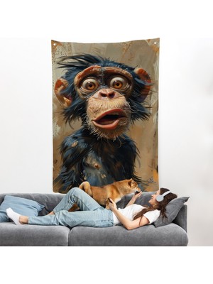Harita Sepeti Şaşkın Şempanze Duvar ÖRTÜSÜ-7881